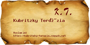 Kubritzky Terézia névjegykártya